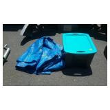 Sterlite storage tote with lid, plus blue poly