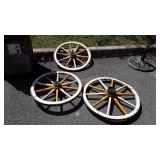 Three Wooden Spoke Wagon/Cart Type Wheels, 26"