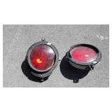 Two Signal Lights, red glass lenses, Railroad