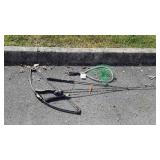Spirts lot, fish catch net, 3 Fishing rods one