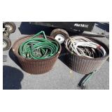 Two Water Hose Reel Baskets with old Hoses,
