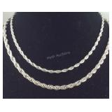 Two Sterling silver chains 18in and 20in 35grams