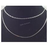 Two Sterling silver chains 18in and 20in