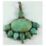Sterling silver turquoise pendant 17g