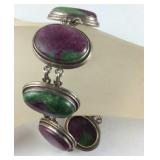 Sterling silver stone  bracelet 8-10in