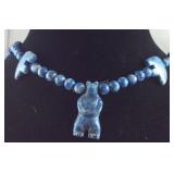 Native American design blue stone necklace 24in