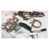 Costume jewelry, bracelets, 1909 Society medal,