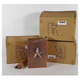 Copper wall sconces, three new in boxes