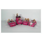Barbies, Frozen princess and 4 Barbie vehicles.