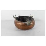 Copper hanging planter with bullheads