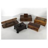 Five vanity valets and boxes, various styles