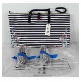 Pia Rossini vinyl tote with two, matching pencil