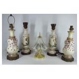 Group of floral decor lamps