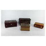 Group of decorative jeweelry boxes, one with