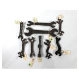 Mechanics wrenches, nine, all have the IHC logo