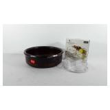 Appetizer dishes, includes large wooden bowl and