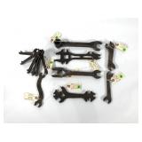 Mechanics wrenches, seven individual, plus a set