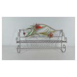 Floral metalworks wall hanging shelf, 22" × 13" ×