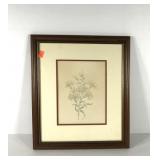 Embossed carnations print, signed, framed and