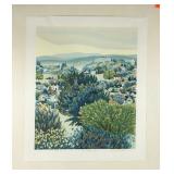 "The Border Town" folk art style print. Signed