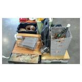 Skid lot: dishes, hamper, tote (no lid), art,