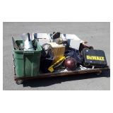 Skid lot of Banker boxes with glassware, dishes,