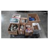 Skid lot, books, decorative bottles, glssware,