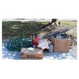 Misc, group. Water hose, fire Extinguisher,
