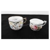 Porcelain shaving mug and mustache cup, one
