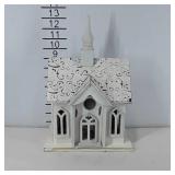Wooden church Chistmas display, 8" × 5.5" × 12.5"