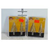 Four Warrior high speed steel step bits, titanium