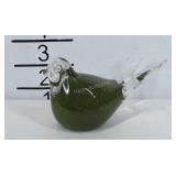 Glass bird paperweight, 4" × 2.5"