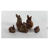 Five bunnies, includes three coin banks and two