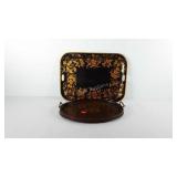 Two decorative trays, oval tray is 18.5" and