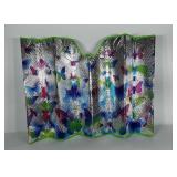 Metalic vehicle window sun shield with butterfly