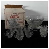 Anchor Hocking glass punch bowl with base and