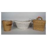 Basket group: white laundry type basket with