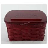 Longaberger red recipes basket with lid, liner,