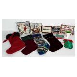 Christmas lot: small throw pillows, stockings,