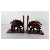Wooden elephant book ends, missing tusks, see