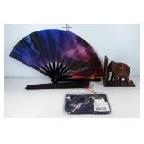 Cosmic Chinese fan with case, one elephant