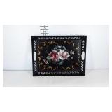 Floral toleware tray, 16.5" × 12"