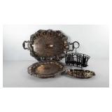 Servingware, includes trays and caddy, 12", 17",