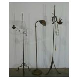 Early metal floor lamps, 3 total, as shown