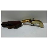 Black powder, two shot pistol with mother of