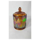 Carnival glass grape pattern covered small