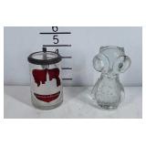 Glass owl paperweight and mini glass stein