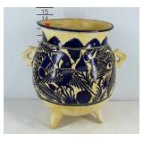 Tri-footed stoneware decor vase, Native inspired