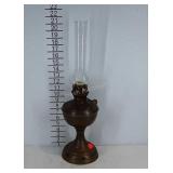 Oil lamp with glass chimney, 20" tall