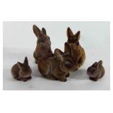 Five bunnies, includes three coin banks and two